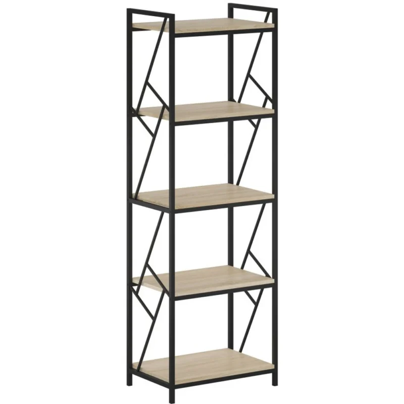 Regał na książki 60 cm do salonu COBLE dąb sonoma + czarny Regał na książki 60 cm do salonu COBLE dąb sonoma + czarny