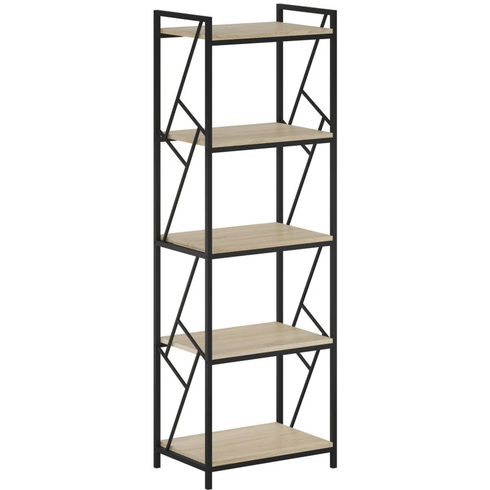 Regał na książki 60 cm do salonu COBLE czarny Regał na książki 60 cm do salonu COBLE dąb sonoma + czarny