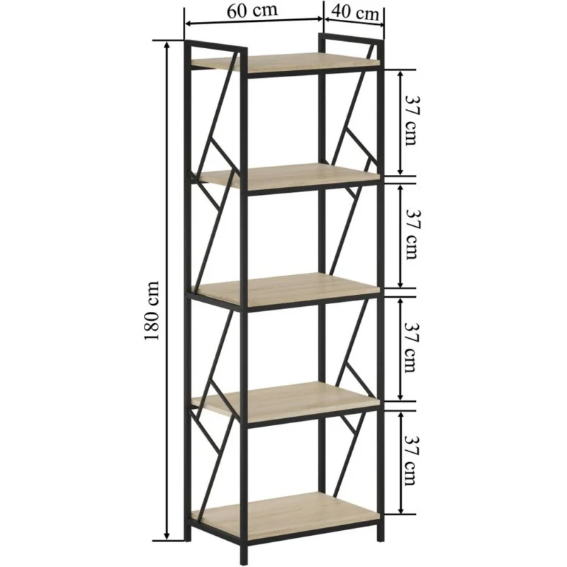 Regał na książki 60 cm do salonu COBLE czarny Regał na książki 60 cm do salonu COBLE czarny