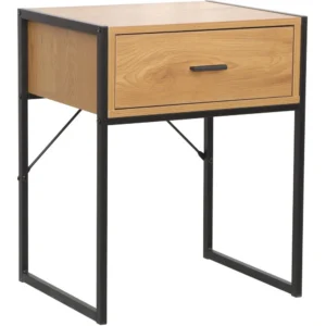 Szafka nocna z szufladą 48 cm na nóżkach SIMBA dąb naturalny + czarny Szafka nocna z szufladą 48 cm na nóżkach SIMBA dąb naturalny + czarny