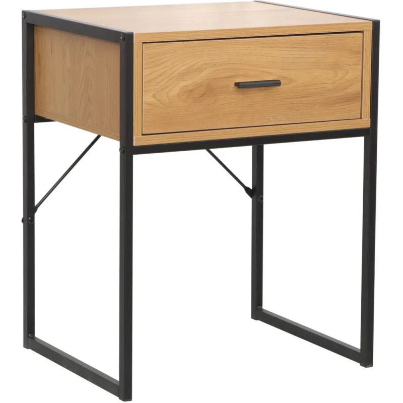 Szafka nocna z szufladą 48 cm na nóżkach SIMBA dąb naturalny + czarny Szafka nocna z szufladą 48 cm na nóżkach SIMBA dąb naturalny + czarny