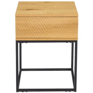 Szafka nocna z szufladą 40 cm jodełka HUGO dąb naturalny + czarny Szafka nocna z szufladą 40 cm jodełka HUGO dąb naturalny + czarny