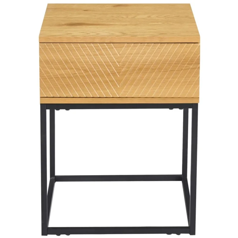 Szafka nocna z szufladą 40 cm jodełka HUGO dąb naturalny + czarny Szafka nocna z szufladą 40 cm jodełka HUGO dąb naturalny + czarny