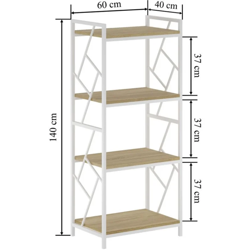 Niski regał na książki 60 cm do salonu COBLE dąb naturalny + czarny Niski regał na książki 60 cm do salonu COBLE dąb naturalny + czarny
