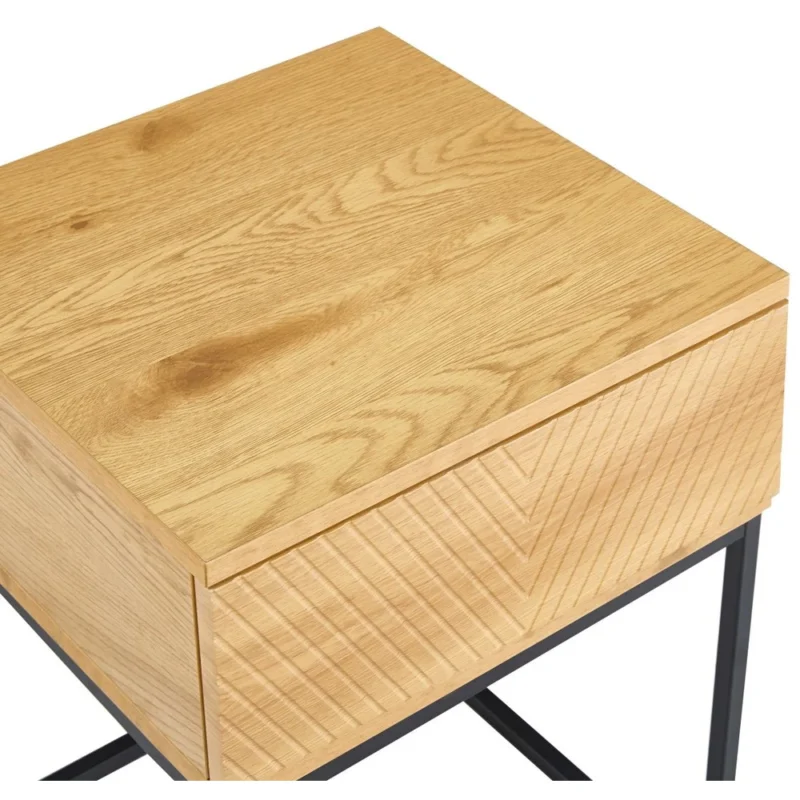 Szafka nocna z szufladą 40 cm jodełka HUGO dąb naturalny + czarny Szafka nocna z szufladą 40 cm jodełka HUGO dąb naturalny + czarny