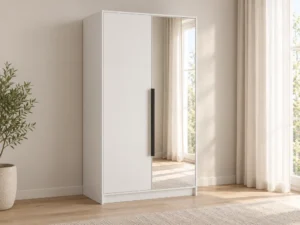 Dwudrzwiowa szafa uchylna z lustrem 102 cm Lumo Biała