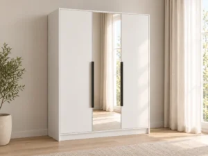 Szafa uchylna z lustrem trzydrzwiowa 150 cm Lumo Biała