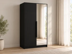 Dwudrzwiowa szafa uchylna z lustrem 102 cm Lumo Czarna