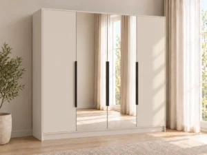 Szafa uchylna z lustrem 200 cm czterodrzwiowa Lumo Kaszmir