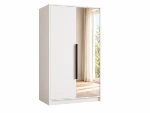 Dwudrzwiowa szafa uchylna z lustrem 102 cm Lumo Biała