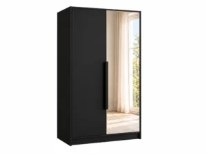 Dwudrzwiowa szafa uchylna z lustrem 102 cm Lumo Czarna
