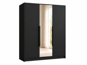 Szafa uchylna z lustrem trzydrzwiowa 150 cm Lumo Czarna