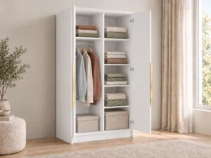 Dwudrzwiowa szafa uchylna 102 cm Palermo Biała złote uchwyty