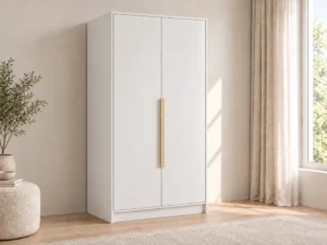 Dwudrzwiowa szafa uchylna 102 cm Palermo Biała złote uchwyty