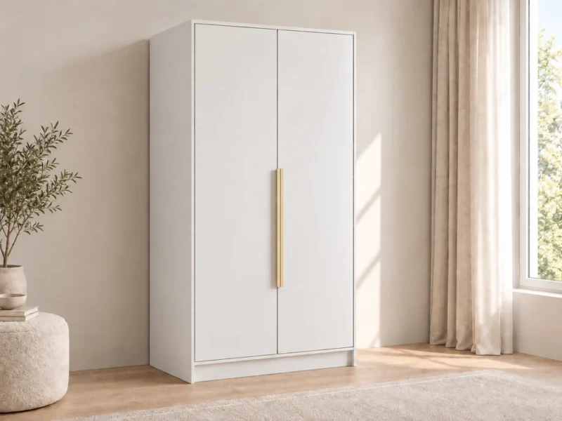 Dwudrzwiowa szafa uchylna 102 cm Palermo Biała złote uchwyty