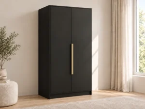 Dwudrzwiowa szafa uchylna 102 cm Palermo Czarna złote uchwyty