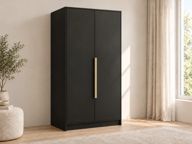 Dwudrzwiowa szafa uchylna 102 cm Palermo Czarna złote uchwyty