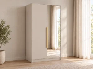Dwudrzwiowa szafa uchylna z lustrem 102 cm Lumo Kaszmir złote uchwyty