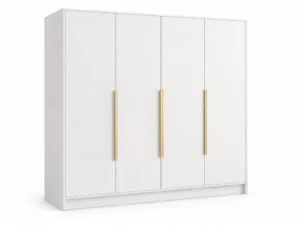 Szafa uchylna 200 cm czterodrzwiowa Palermo Biała ze złotymi uchwytami