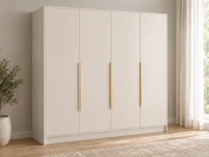 Szafa uchylna 200 cm czterodrzwiowa Palermo Kaszmir ze złotymi uchwytami