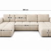 Kremowa sofa U z wymiarami Narożnik z funkcją spania i pojemnikiem Milo U kremowy boucle