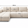 Kremowa sofa z wymiarami Narożnik z funkcją spania i pojemnikiem Milo prawy kremowy boucle