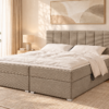 Łóżko w stonowanym beżu taupe Łóżko kontynentalne 160x200 cm z pojemnikiem na pościel Easy beżowe