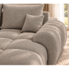 Sofa w ciepłym taupe, zachowana faktura boucle_PRAWY Narożnik z funkcją spania i pojemnikiem Aurio prawy beżowy boucle