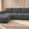 Sofa w grafitowej tapicerce Narożnik z funkcją spania i pojemnikiem Milo lewy ciemnoszary boucle